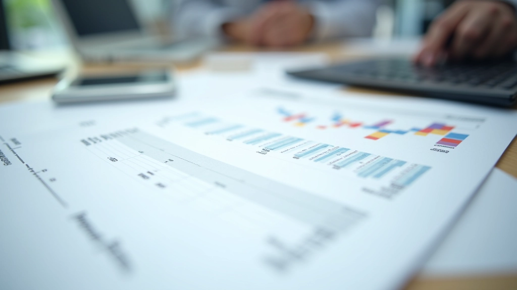 Close-up of financial statements with highlighted figures and analysis notes on paper