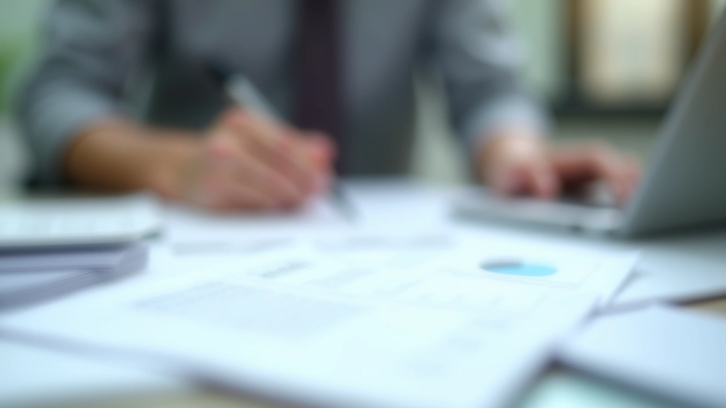 Close-up of organized financial documents, receipts, and records arranged on desk with spreadsheet visible